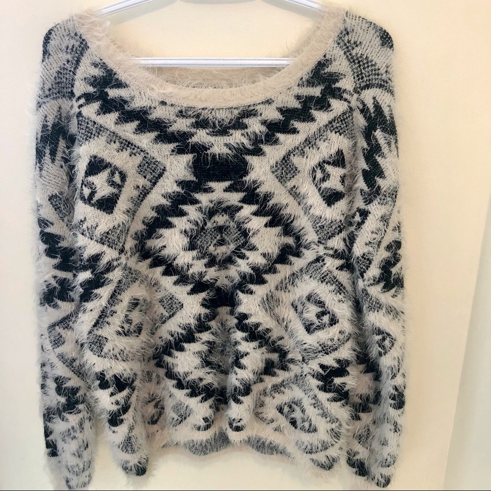 Nevada fuzzy boho Aztec soft pullover sweater